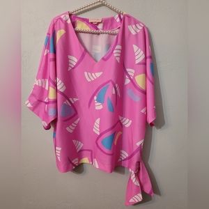 Vintage bubble gum pink plus size top